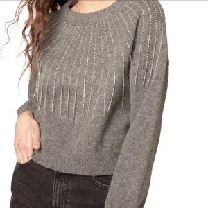 BB Dakota by Steve Madden Gray Beaded Sweater Size Small